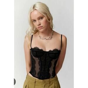 Out From Under Modern Love Corset Black Lace Bustier Top Size XL